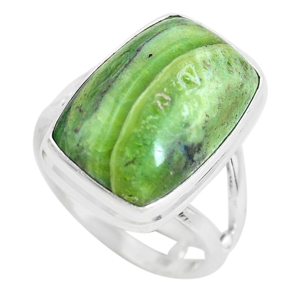 13.77cts natural green swiss imperial opal silver solitaire ring size 8 p61481