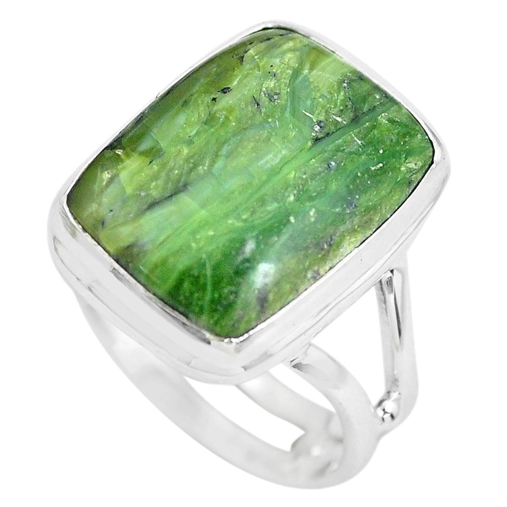 14.26cts natural green swiss imperial opal silver solitaire ring size 9.5 p61497