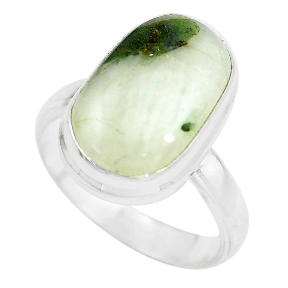 Natural green tourmaline in quartz 925 silver solitaire ring size 7 p61726