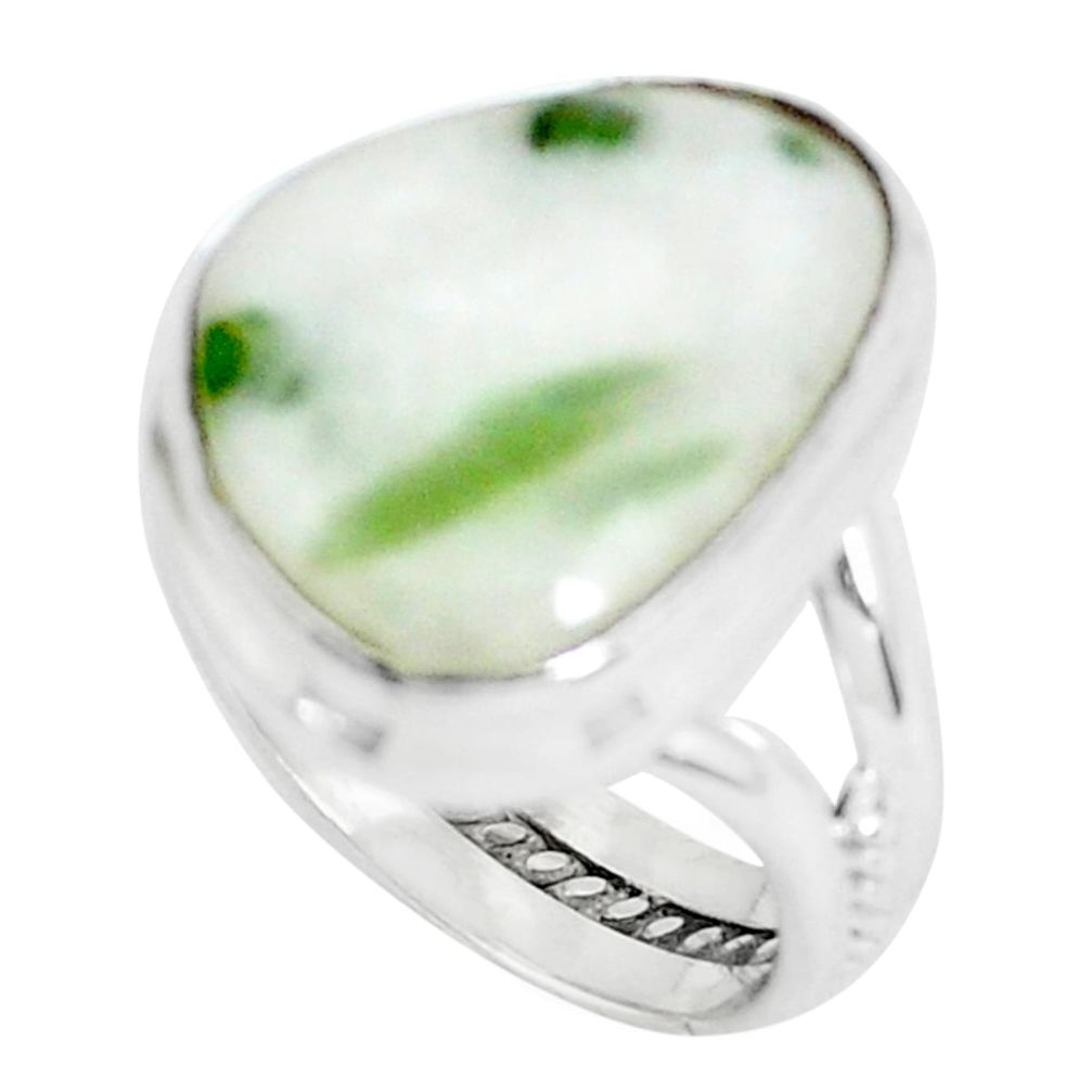 9.56cts natural green tourmaline in quartz silver solitaire ring size 5 d31484