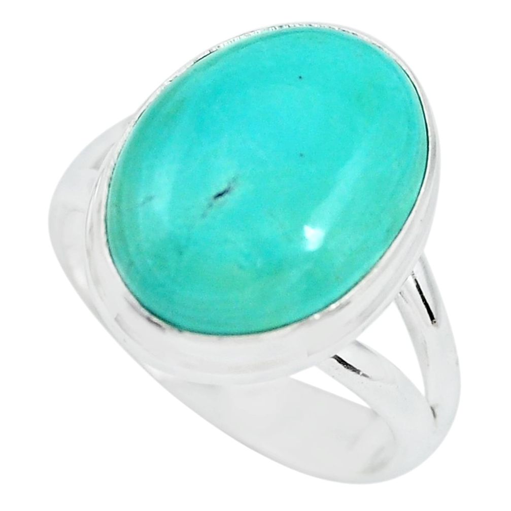 10.60cts natural green turquoise tibetan 925 silver solitaire ring size 8 p64596