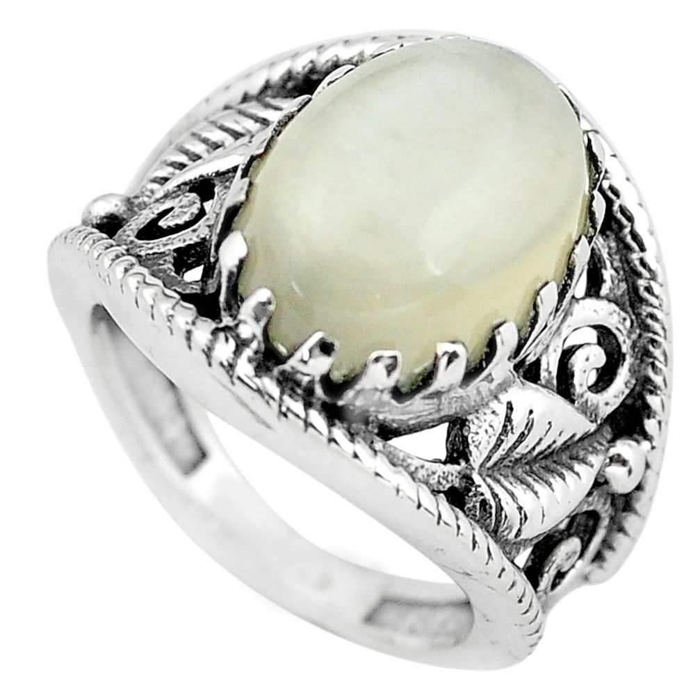 6.54cts natural grey moonstone 925 silver solitaire ring jewelry size 6 p55978