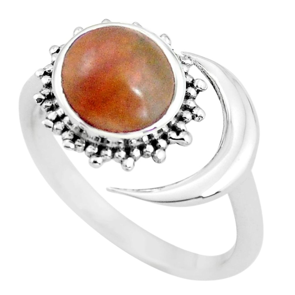 3.01cts natural jasper red 925 silver adjustable solitaire ring size 8 p60991
