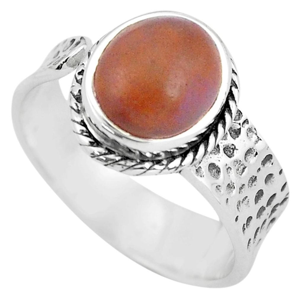 4.06cts natural jasper red 925 silver adjustable solitaire ring size 7.5 p60994