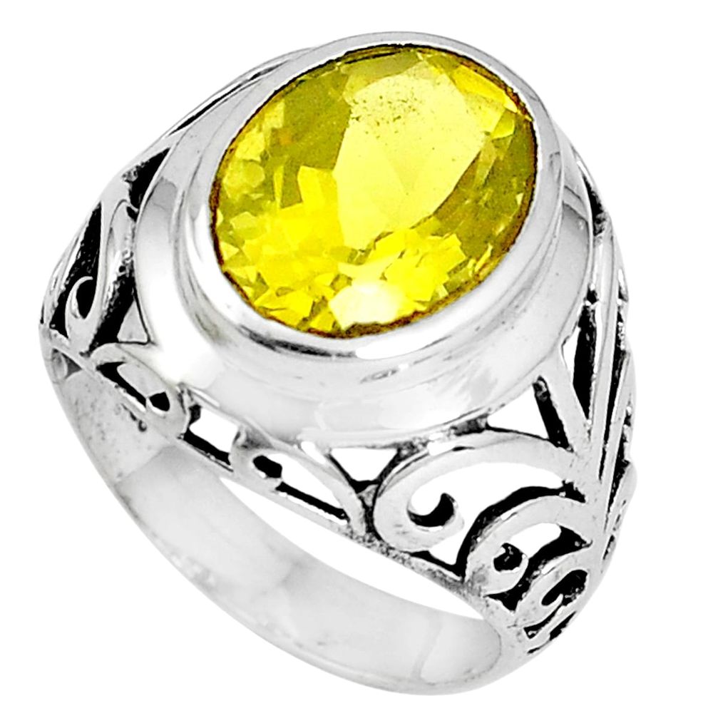 7.02cts natural lemon topaz 925 sterling silver solitaire ring size 8.5 p33132