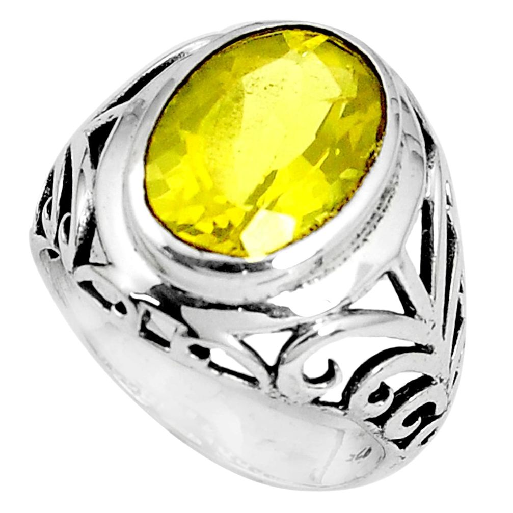 6.32cts natural lemon topaz 925 sterling silver solitaire ring size 9 p33133