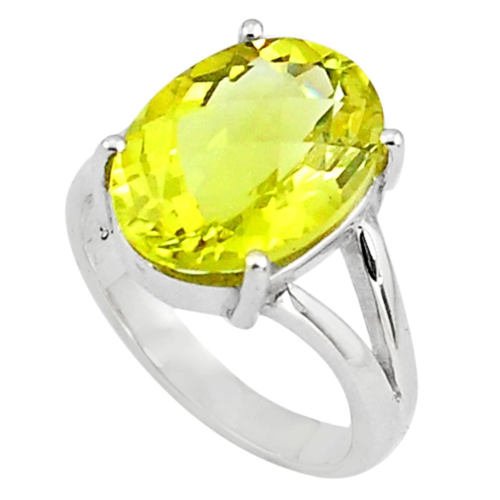 6.54cts natural lemon topaz 925 sterling silver solitaire ring size 6.5 p81814