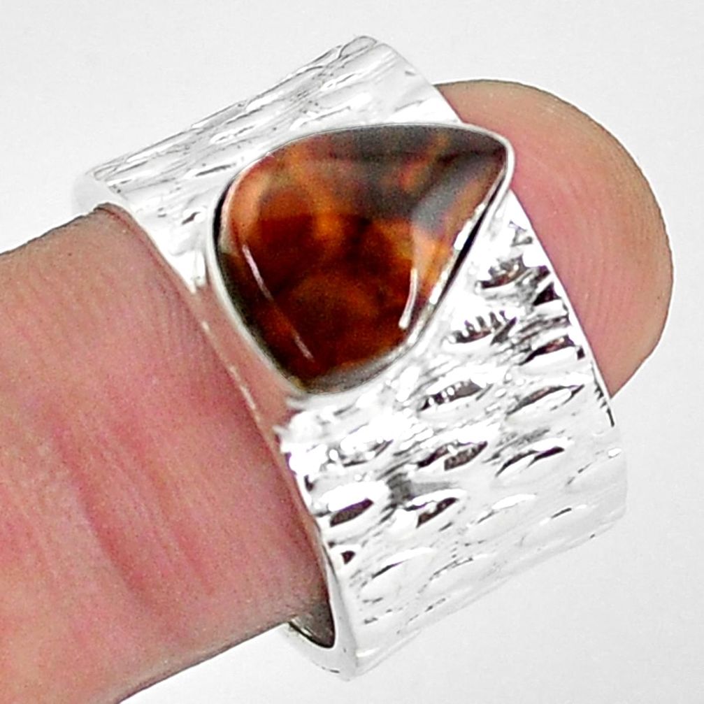 3.31cts natural mexican fire agate 925 silver adjustable ring size 7.5 p57262