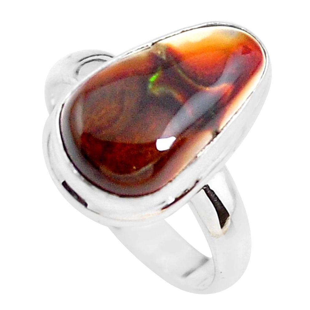 6.02cts natural mexican fire agate 925 silver solitaire ring size 7 p53901
