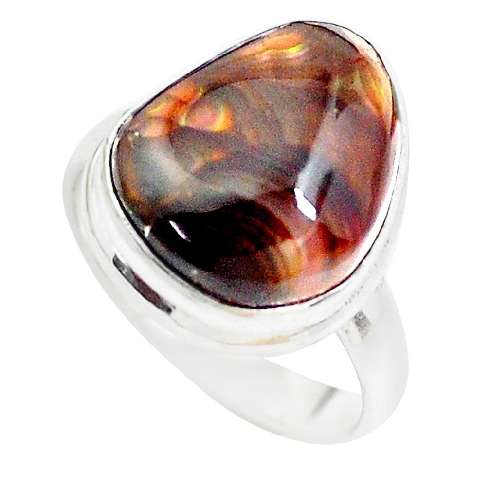 7.33cts natural mexican fire agate 925 silver solitaire ring size 7 p53931