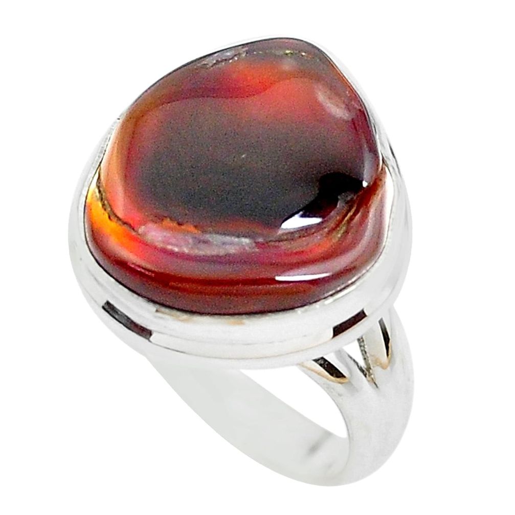 8.77cts natural mexican fire agate 925 silver solitaire ring size 7.5 p53939
