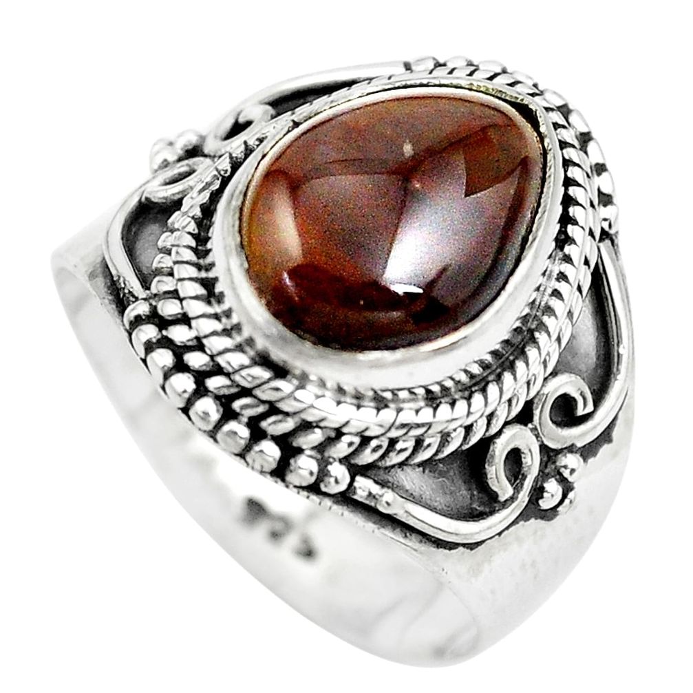 5.27cts natural mexican fire agate 925 silver solitaire ring size 6.5 p61709