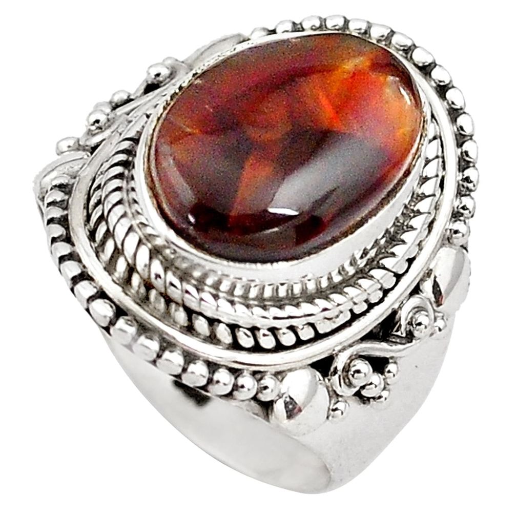 5.42cts natural mexican fire agate 925 silver solitaire ring size 6.5 p81301
