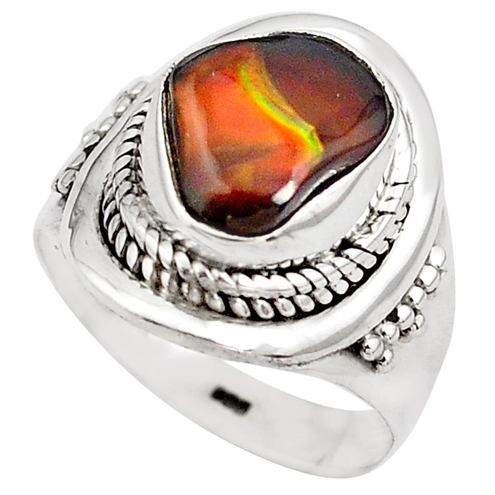 5.06cts natural mexican fire agate 925 silver solitaire ring size 6.5 p81307