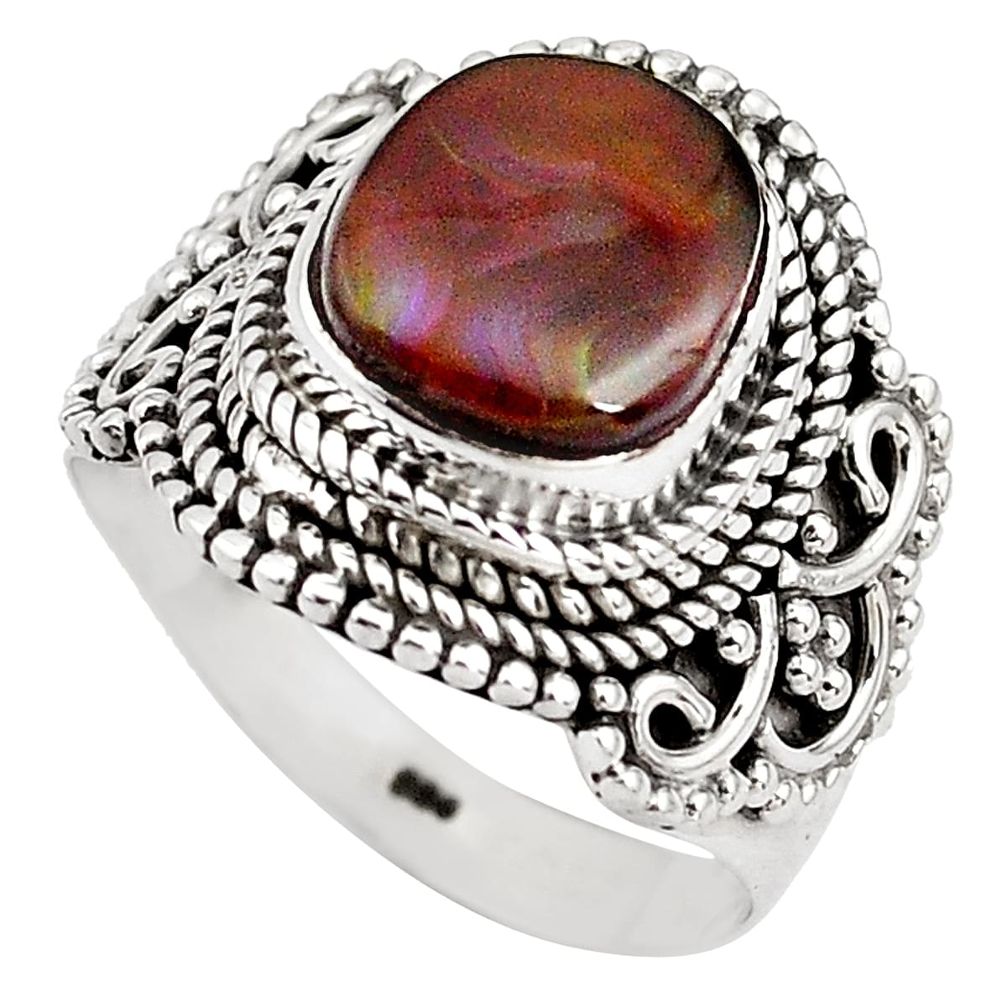5.30cts natural mexican fire agate 925 silver solitaire ring size 8 p81309