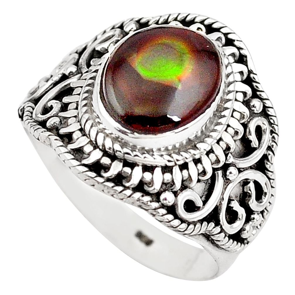 4.38cts natural mexican fire agate 925 silver solitaire ring size 9 p81317