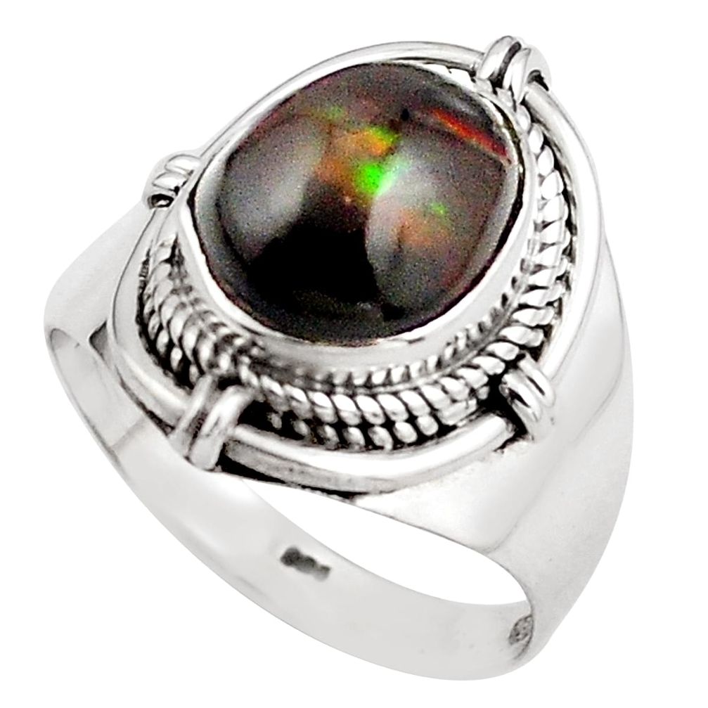 5.12cts natural mexican fire agate 925 silver solitaire ring size 8.5 p88920