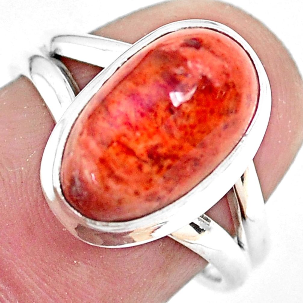 4.71cts natural mexican fire opal 925 silver solitaire ring size 7 p48241