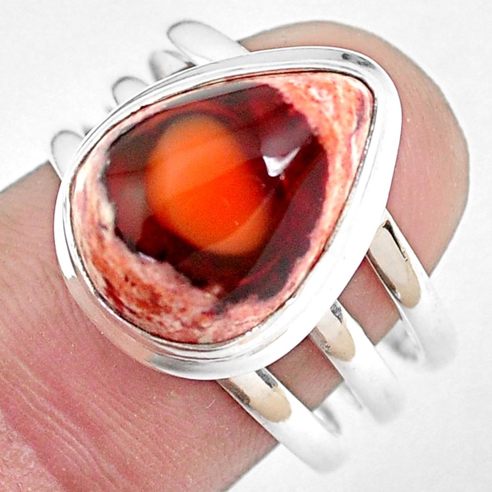 8.17cts natural mexican fire opal 925 silver solitaire ring size 8.5 p48276