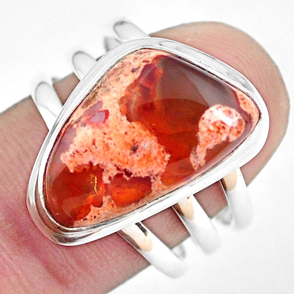 9.46cts natural mexican fire opal 925 silver solitaire ring size 8 p48280