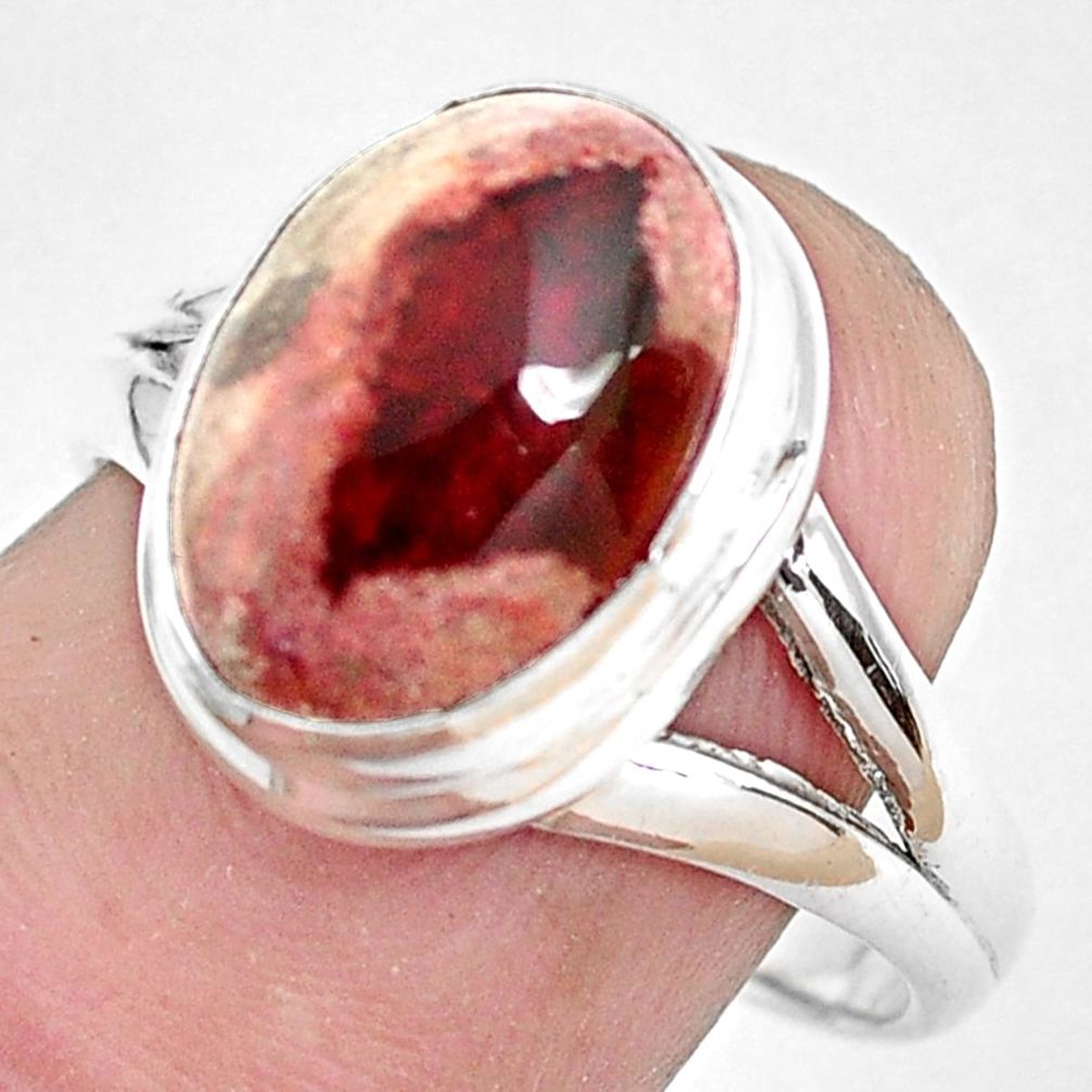 5.58cts natural mexican fire opal 925 silver solitaire ring size 8 p48288