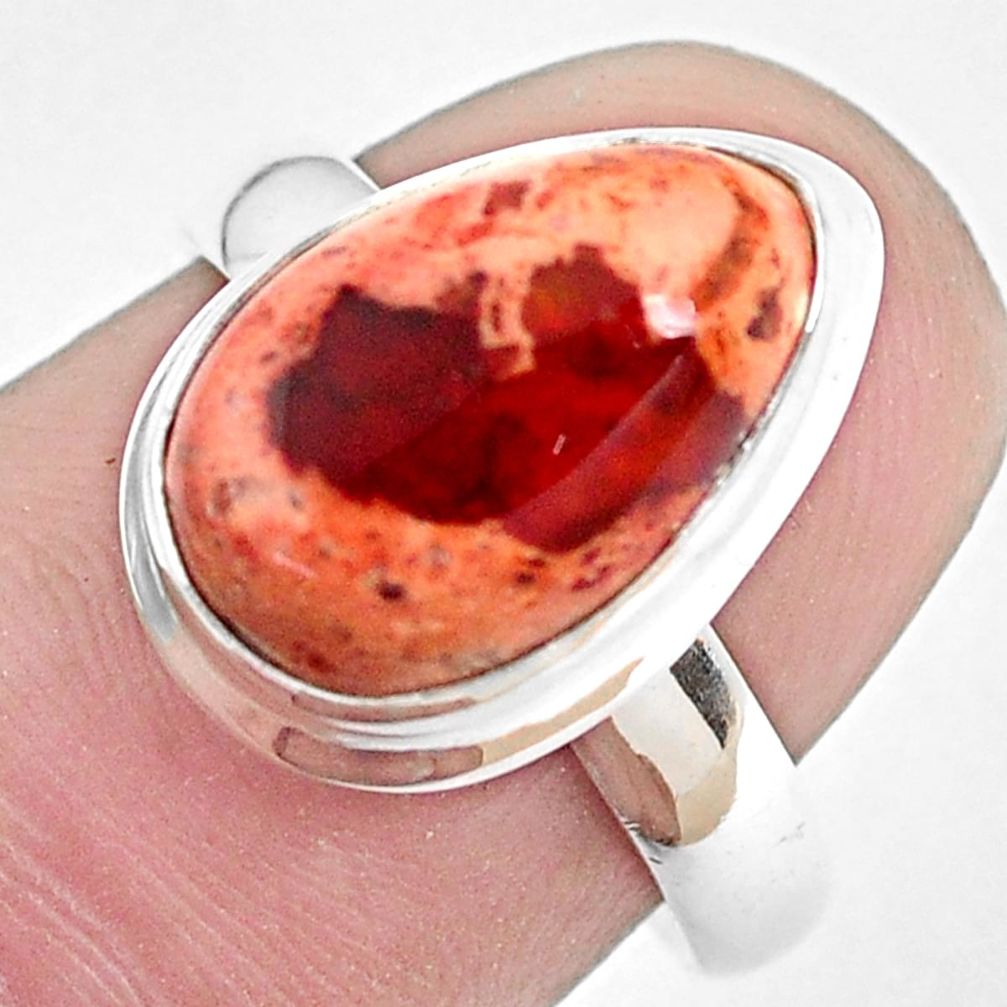 5.50cts natural mexican fire opal 925 silver solitaire ring size 7 p48289