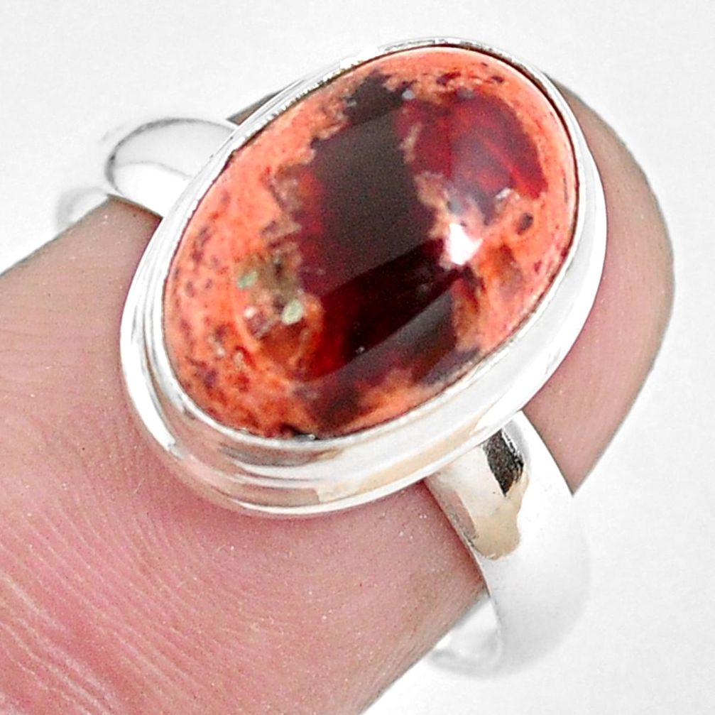 5.29cts natural mexican fire opal 925 silver solitaire ring size 8 p48297