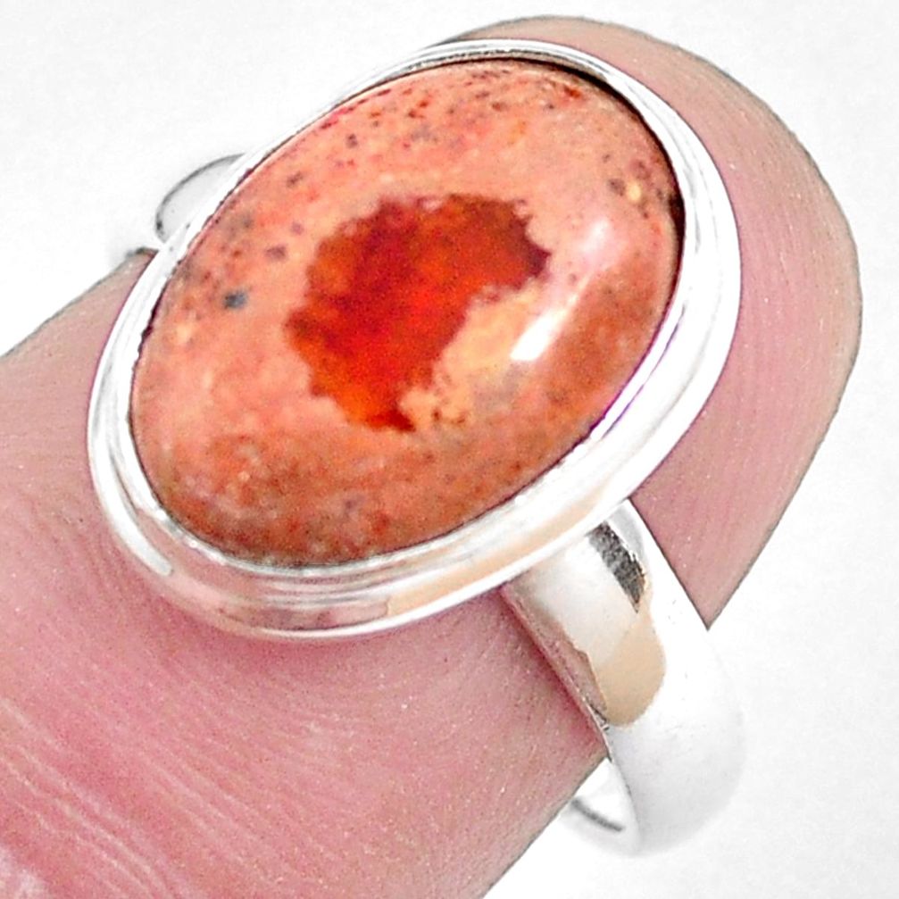 6.63cts natural mexican fire opal 925 silver solitaire ring size 7 p48300