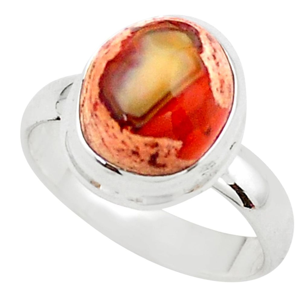 5.52cts natural mexican fire opal 925 silver solitaire ring size 8.5 p75922