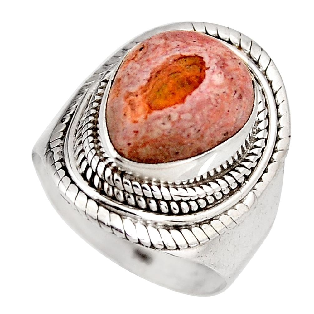 5.30cts natural mexican fire opal 925 silver solitaire ring size 7.5 p92134