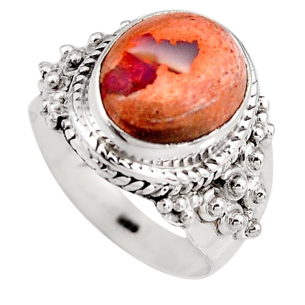 5.29cts natural mexican fire opal 925 silver solitaire ring size 6.5 p92137