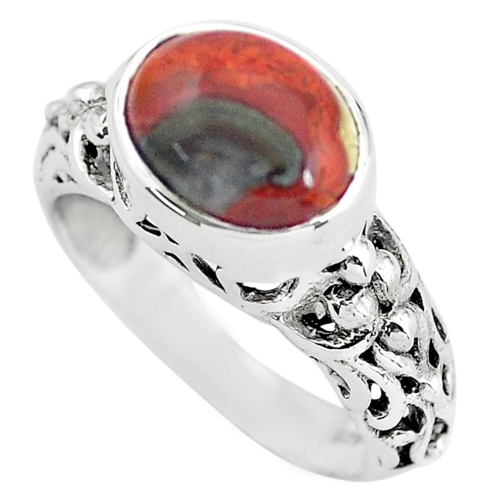 5.13cts natural mexican laguna lace agate silver solitaire ring size 8 p61235