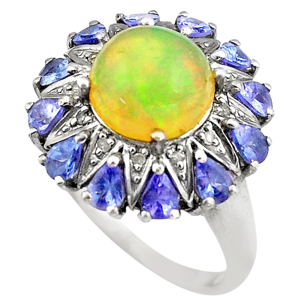 11.58cts natural multi color ethiopian opal 925 silver ring size 9 c4282