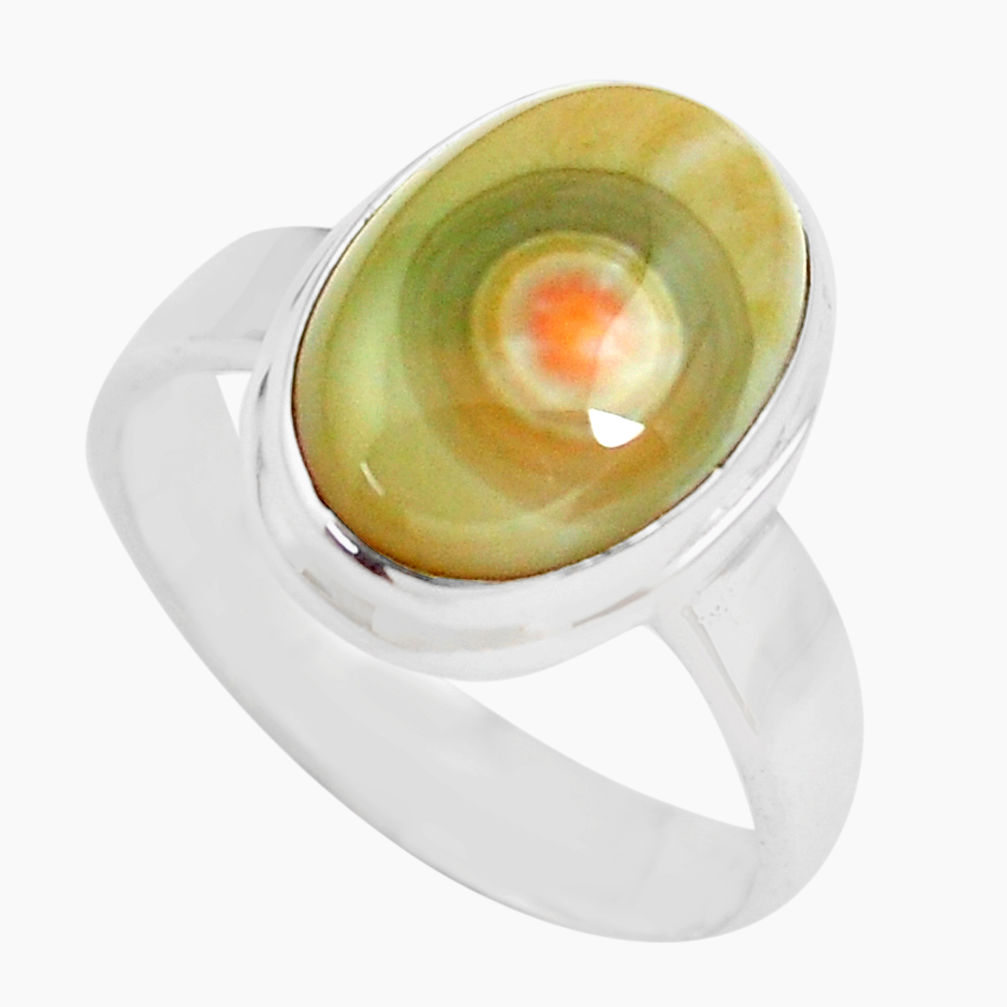 6.31cts natural multi color ocean sea jasper silver solitaire ring size 8 p71459