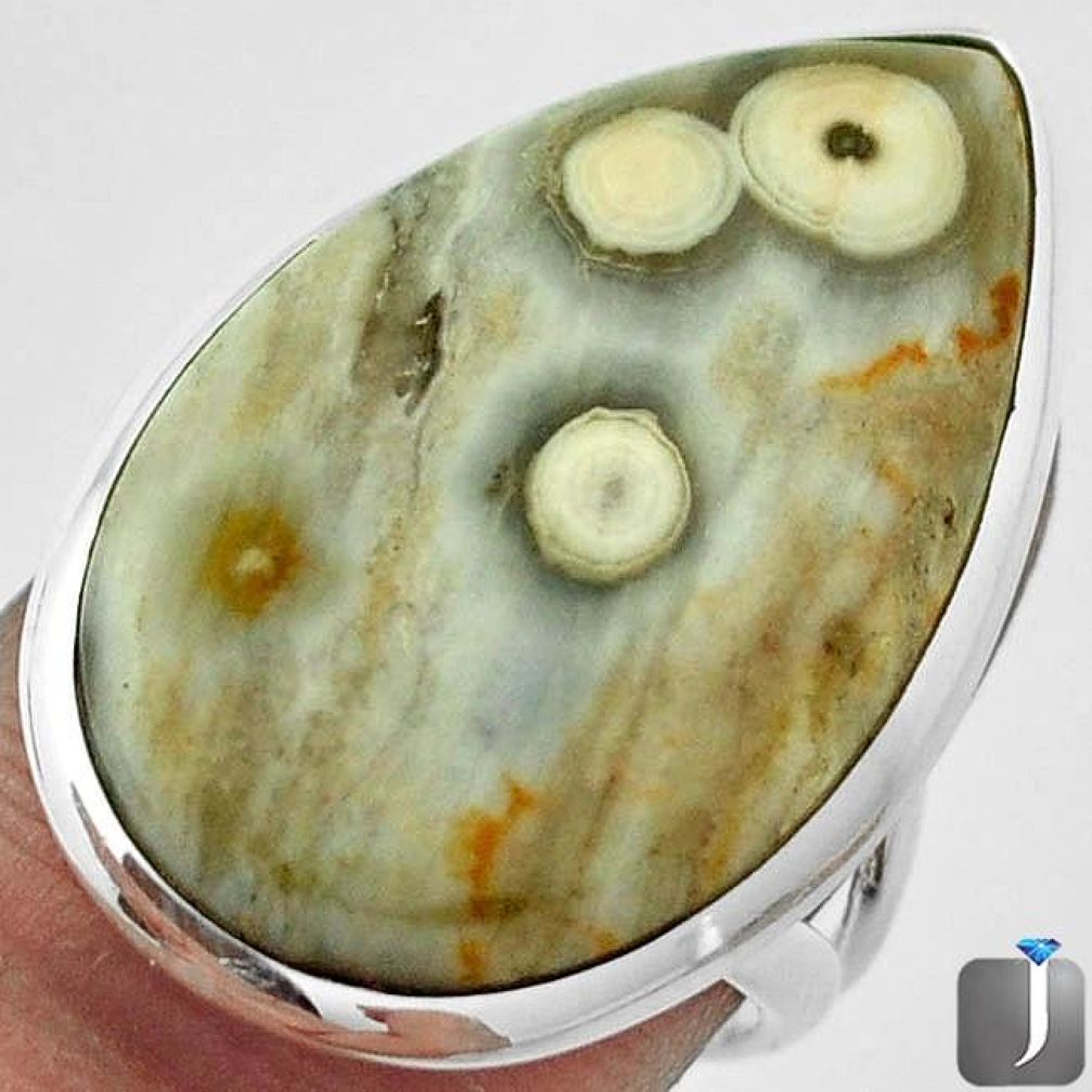 14.66cts NATURAL OCEAN JASPER 925 STERLING SILVER RING JEWELRY SIZE 6.5 E95522