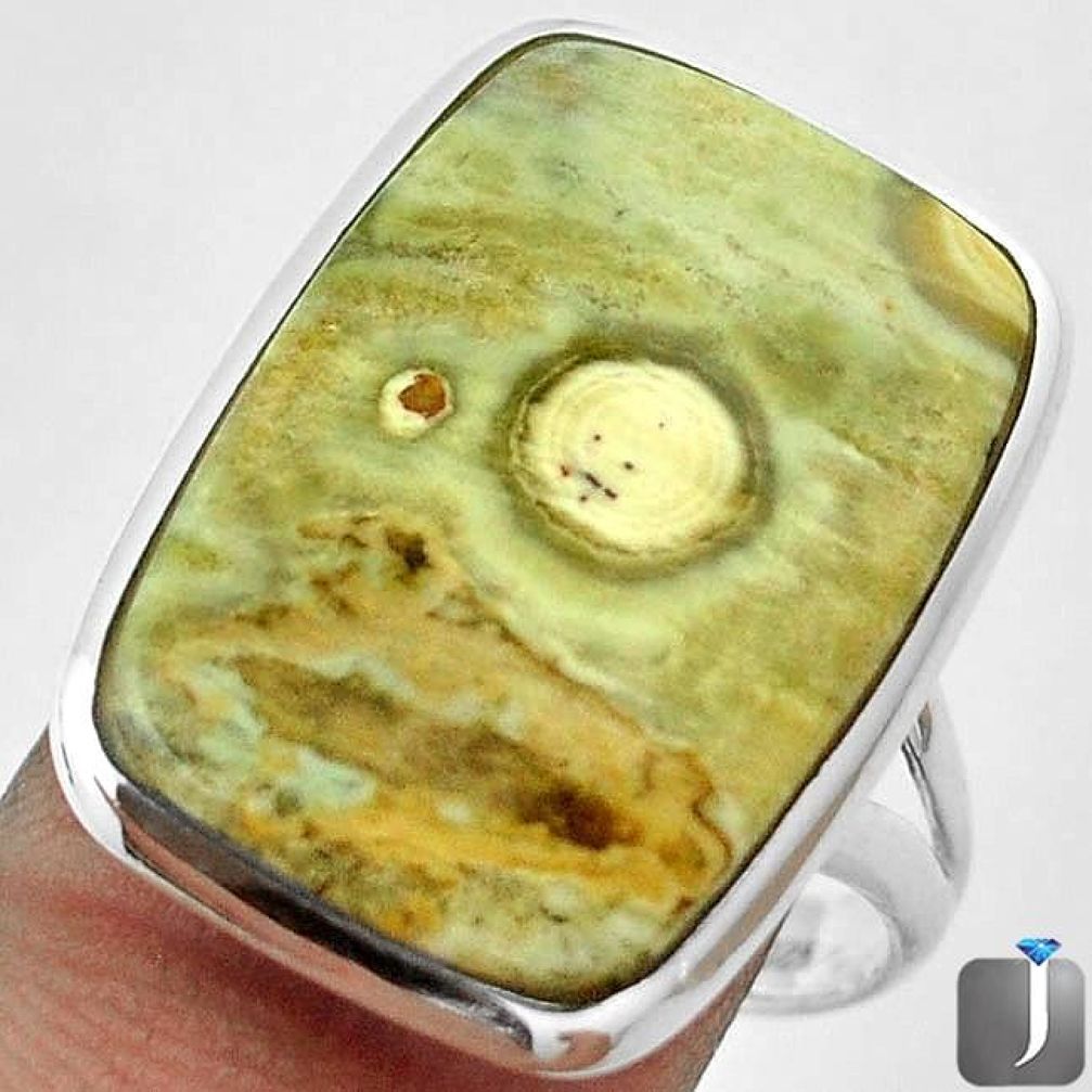 15.64cts NATURAL OCEAN JASPER 925 STERLING SILVER RING JEWELRY SIZE 9.5 E95532