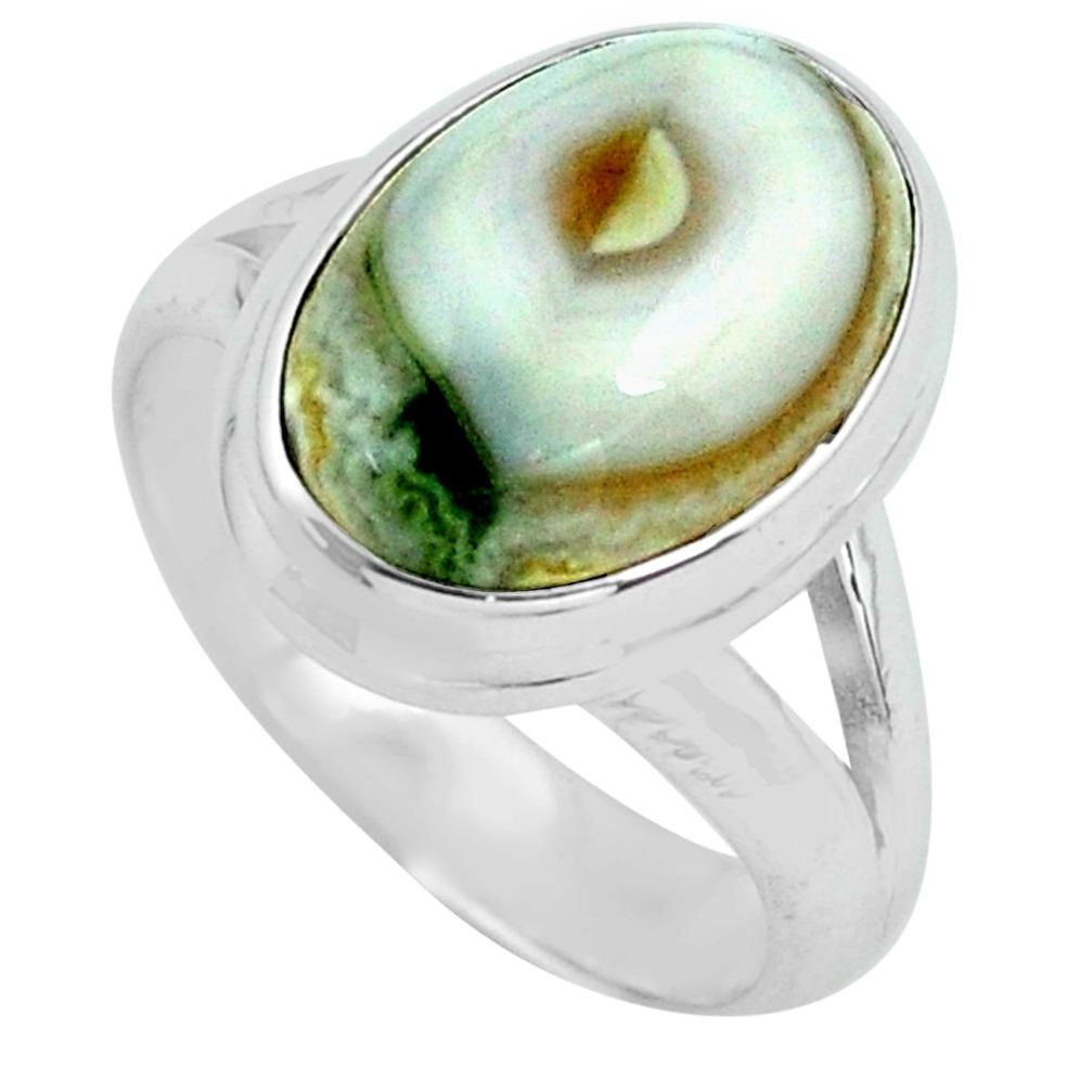 6.31cts natural ocean sea jasper 925 silver solitaire ring size 6.5 p68283