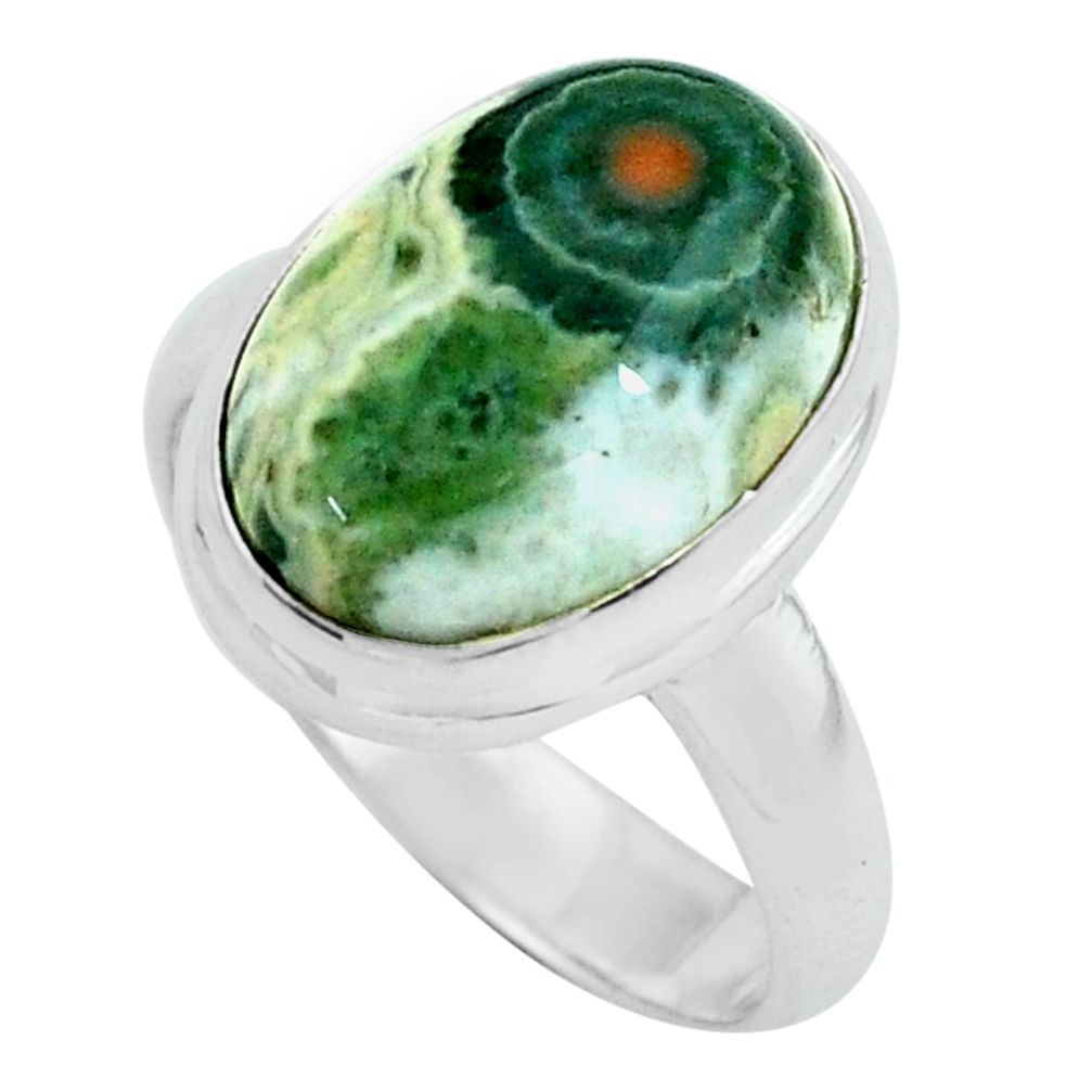 6.31cts natural ocean sea jasper 925 silver solitaire ring size 6 p68287