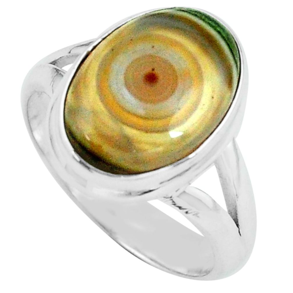 6.04cts natural ocean sea jasper 925 silver solitaire ring size 7 p68288