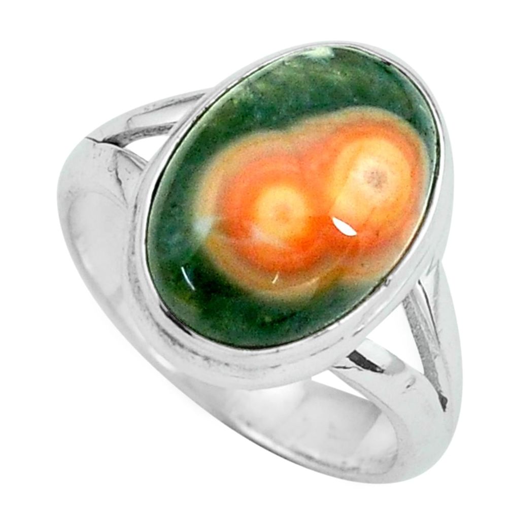 6.04cts natural ocean sea jasper 925 silver solitaire ring size 6.5 p68294