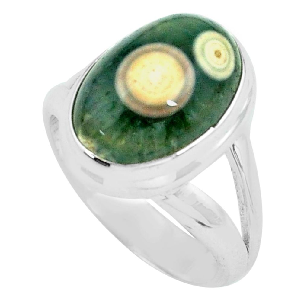 6.31cts natural ocean sea jasper 925 silver solitaire ring size 6 p68296