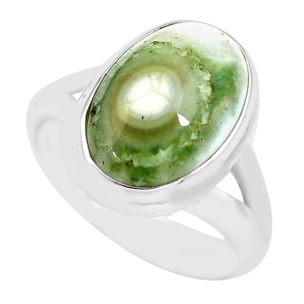 6.30cts natural ocean sea jasper 925 silver solitaire ring size 6.5 p71443