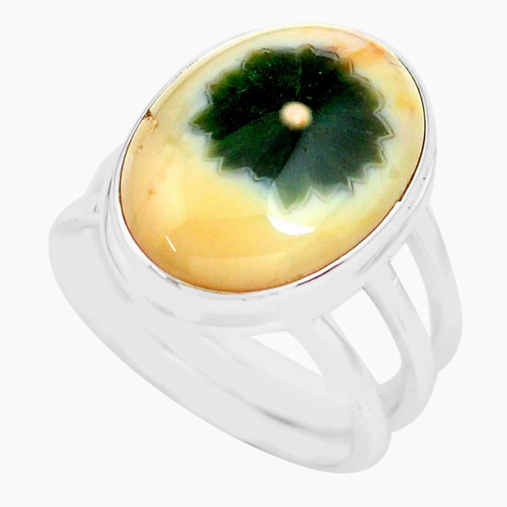 13.34cts natural ocean sea jasper 925 silver solitaire ring size 8 p71445