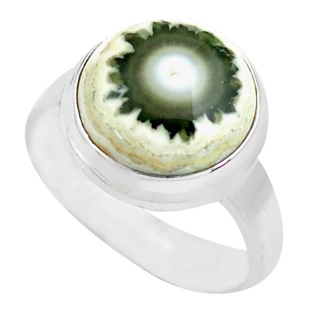 6.84cts natural ocean sea jasper 925 silver solitaire ring size 7 p71456