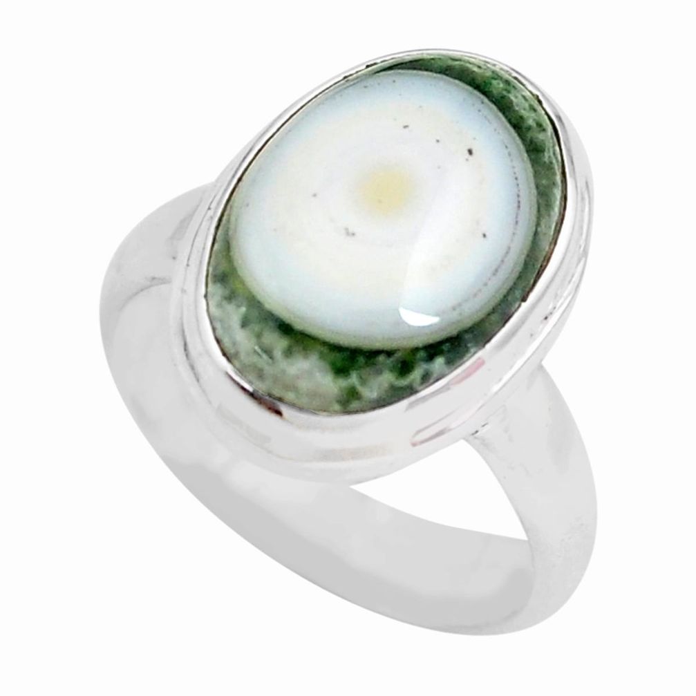5.63cts natural ocean sea jasper 925 silver solitaire ring size 5 p71457