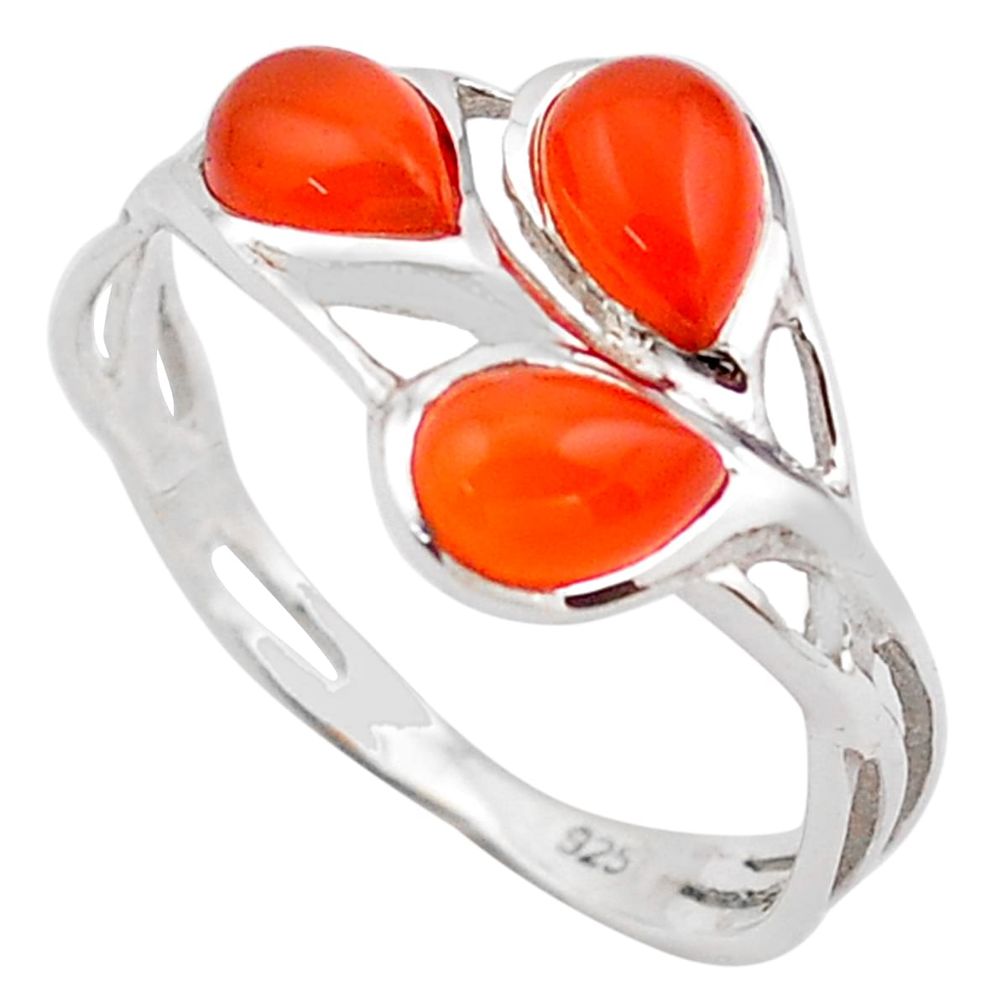 2.94cts natural orange cornelian (carnelian) 925 silver ring size 7.5 p83425