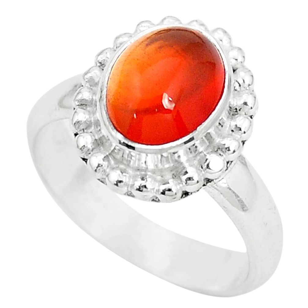 3.35cts natural orange mexican fire opal 925 silver solitaire ring size 6 p31974