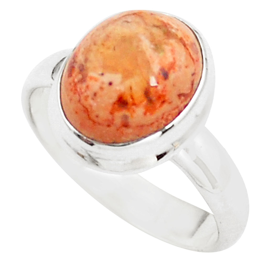 5.28cts natural orange mexican fire opal 925 silver solitaire ring size 8 p76348
