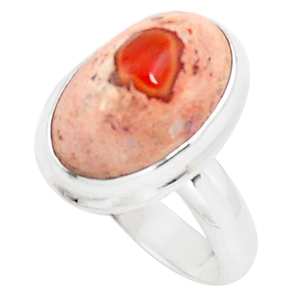 9.10cts natural orange mexican fire opal 925 silver solitaire ring size 8 p76357