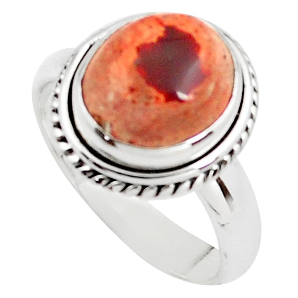 5.12cts natural orange mexican fire opal 925 sterling silver ring size 8 p76319